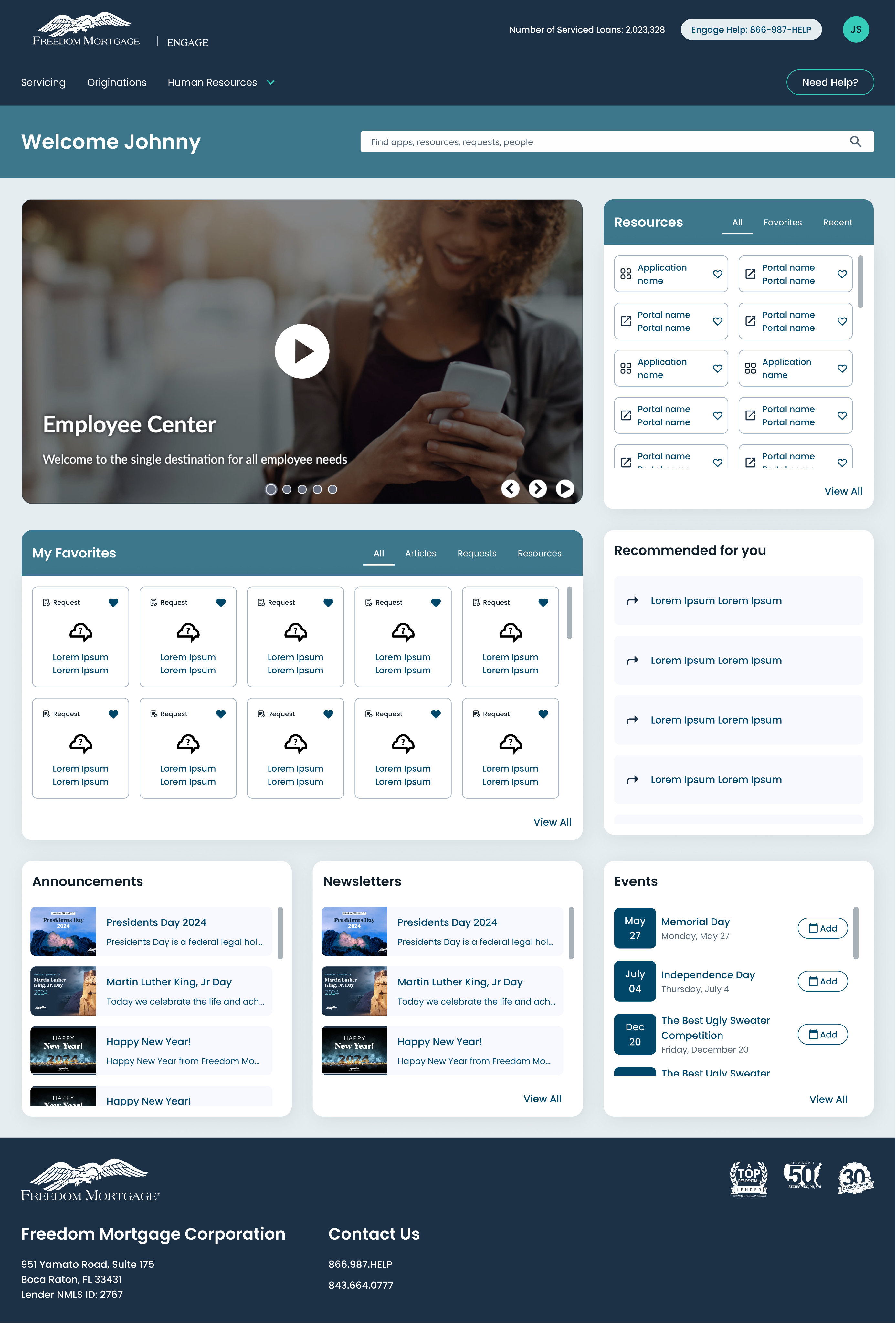 Engage homepage, after the redesign
