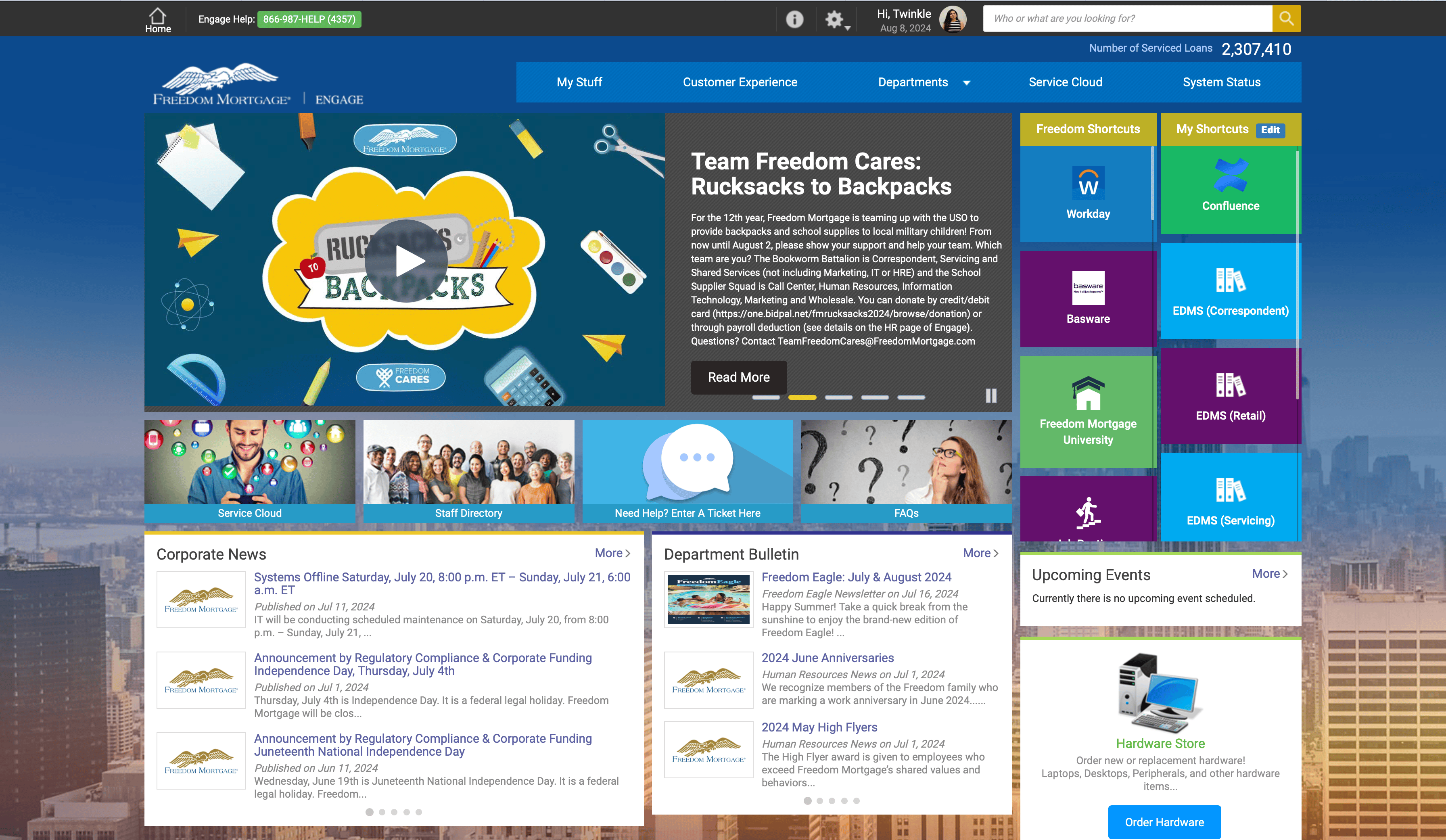Legacy portal homepage, before the redesign