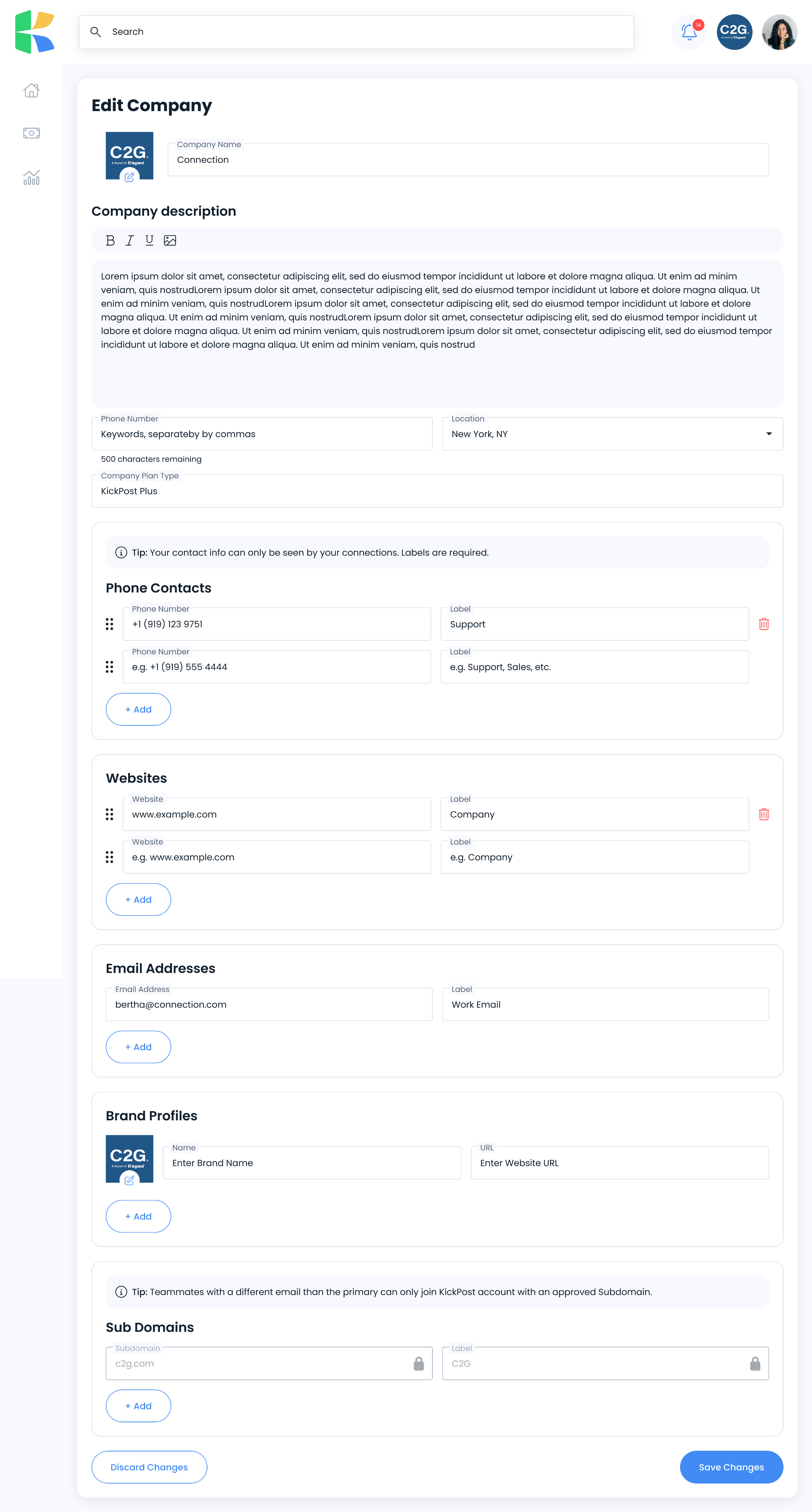 Edit company form