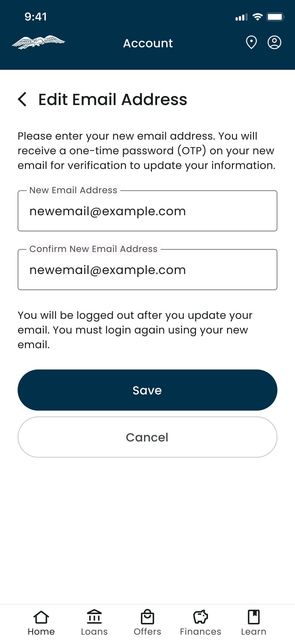Edit Email Address