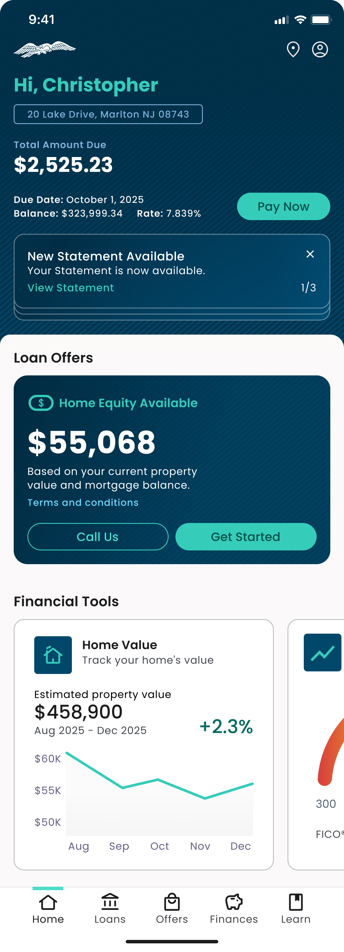 Redesigned home screen