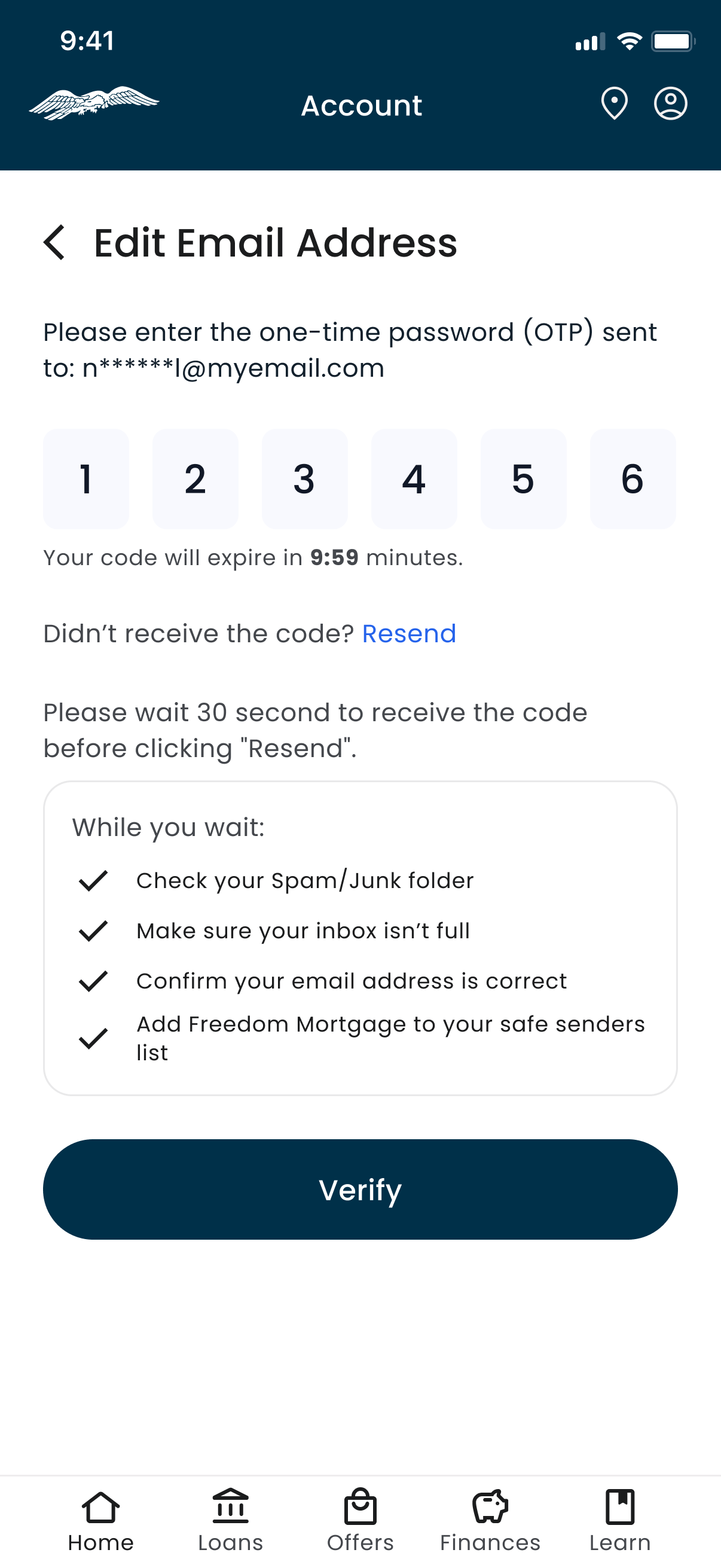One time password entry