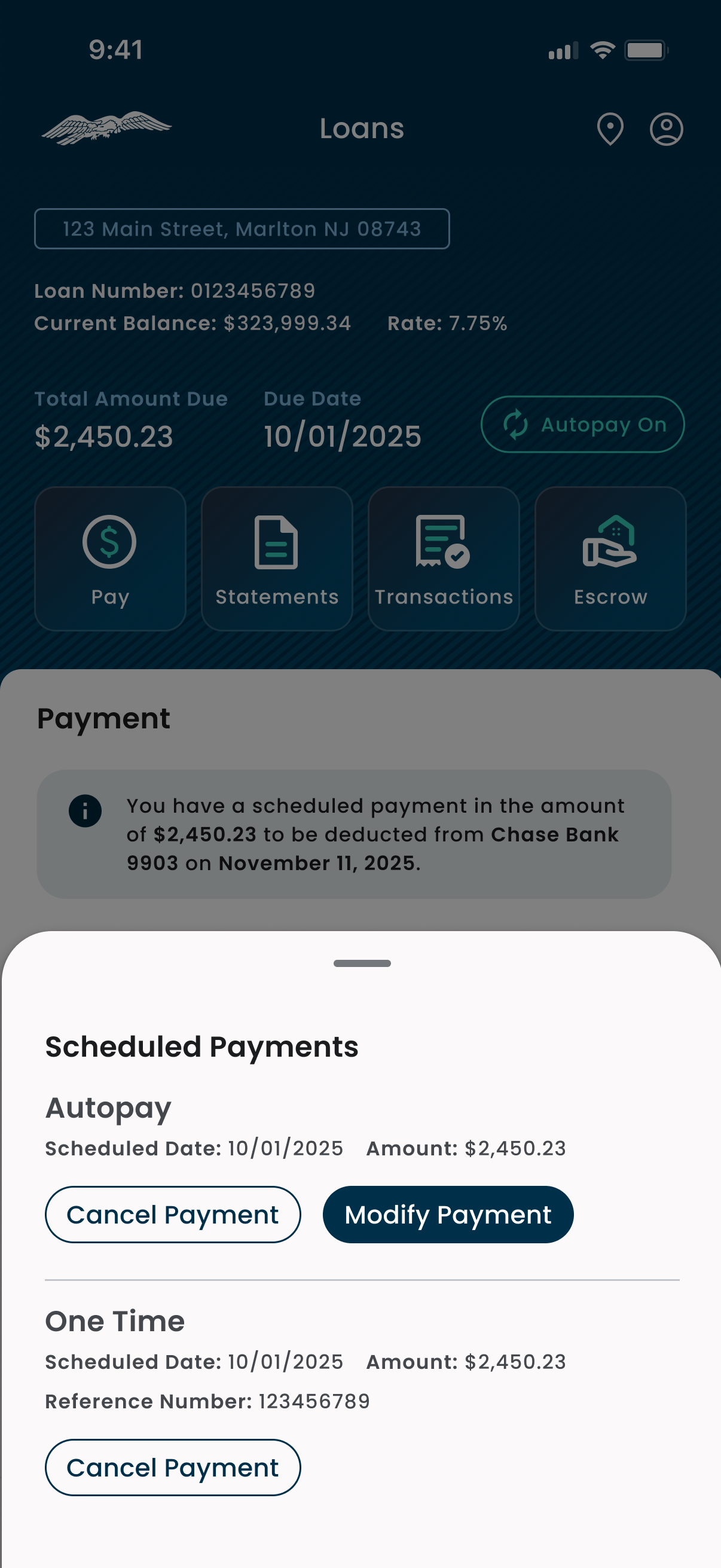 The Scheduled Payments sheet