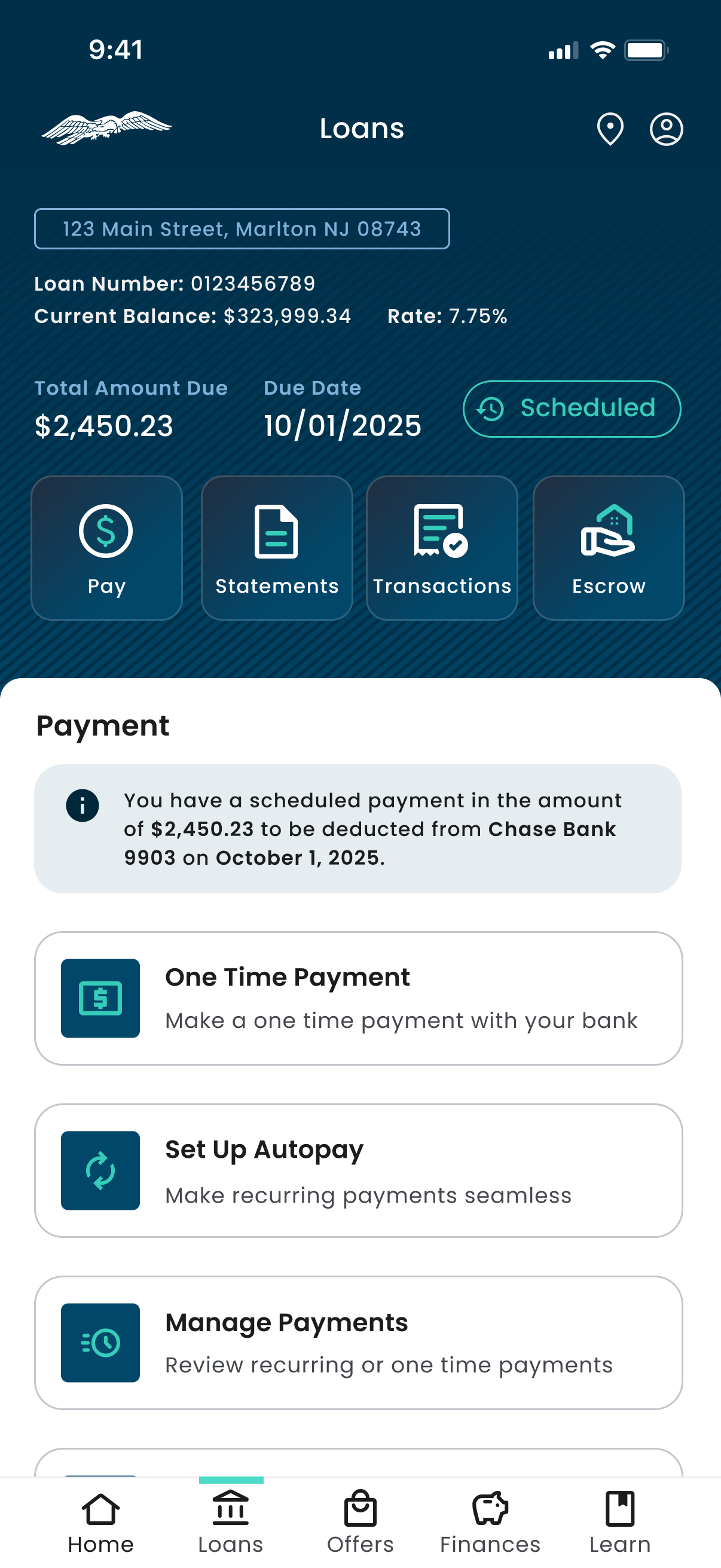Scheduled payment state